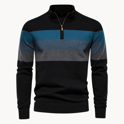 Men's Slim Fit Striped Quarter-Zip Sweater