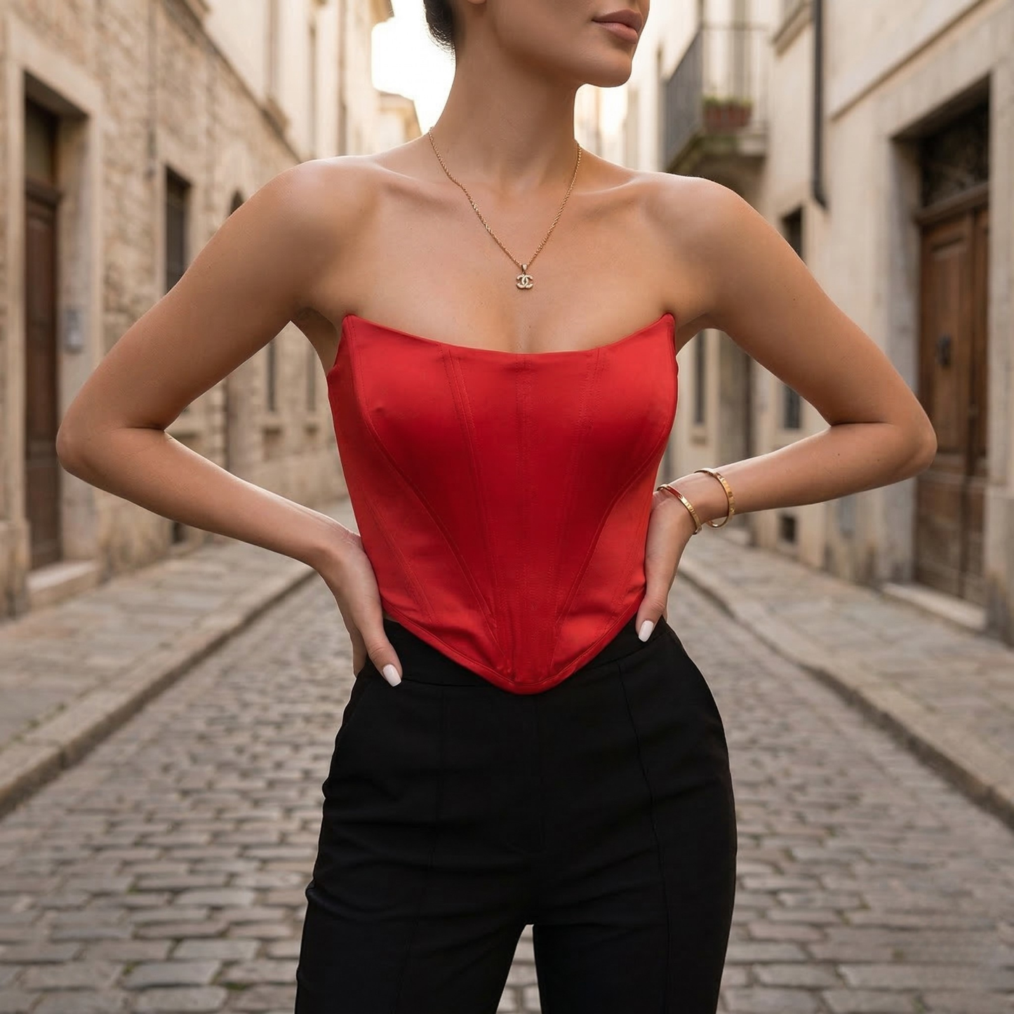 Women’s Strapless Corset Top Structured Bustier Tube Top