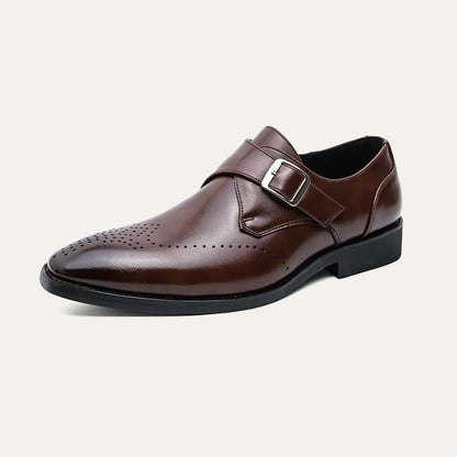 Men's Italian Leather Dress Shoes Buckle Asiago Formal Black