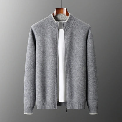 Men's Cashmere Zip Jacket Warm Beige