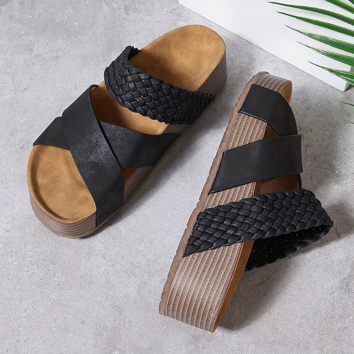 Comfortable Arch Support Wedge Slide Sandals