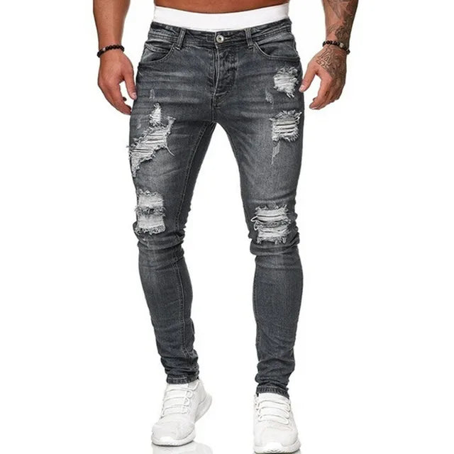 Men's Slim Fit Skinny Jeans Dark Blue Denim - VibreMode