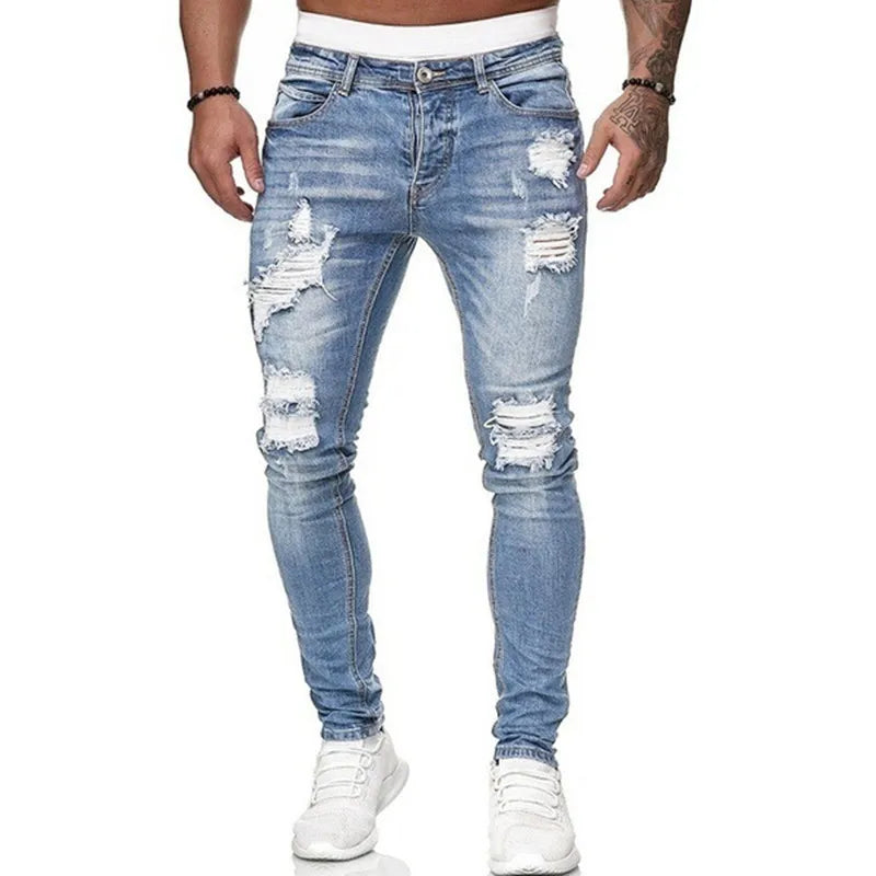 Men's Slim Fit Skinny Jeans Dark Blue Denim
