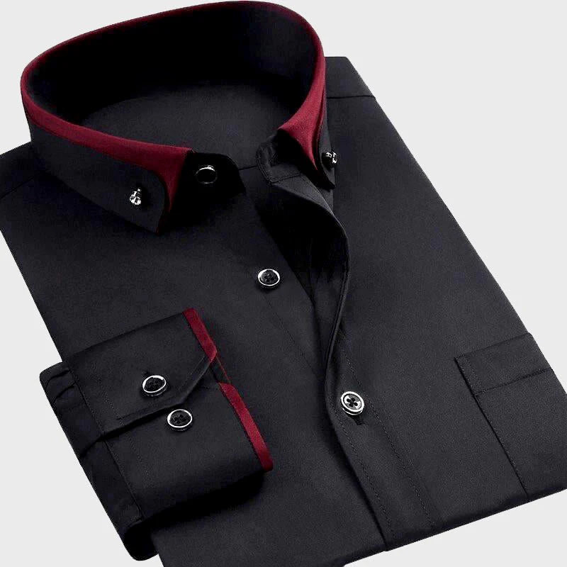 Men's Slim Fit Stretch Cotton Dress Shirt - VibreMode