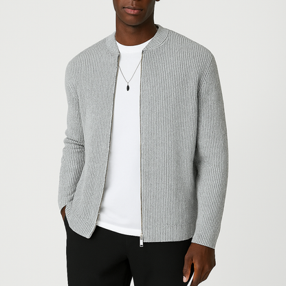 Men's Casual Knit Cardigan Zipper Front