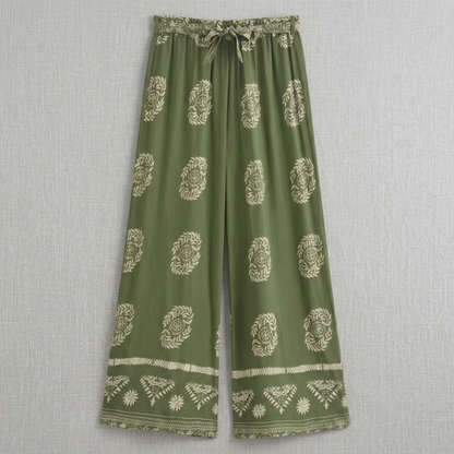Women's Wide Leg Floral Pants Ankle Length