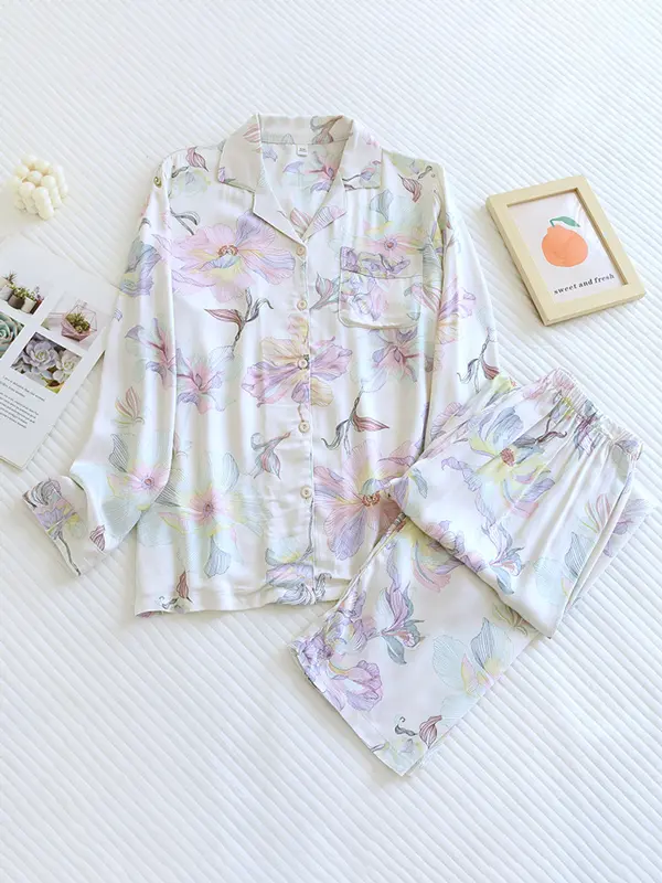 Women's Floral Pyjama Set Comfortable Cotton - VibreMode