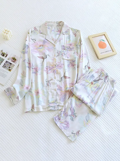 Women's Floral Pyjama Set Comfortable Cotton - VibreMode