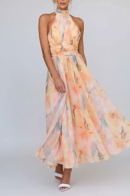 Women's Floral A-Line Maxi Dress - VibreMode