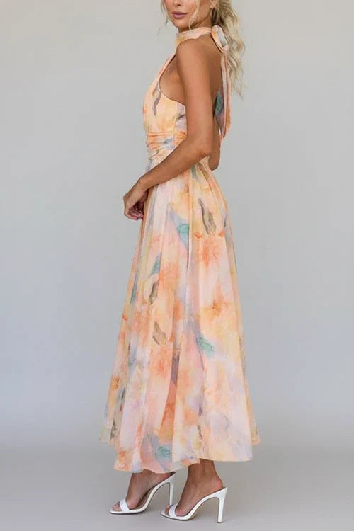 Women's Floral A-Line Maxi Dress