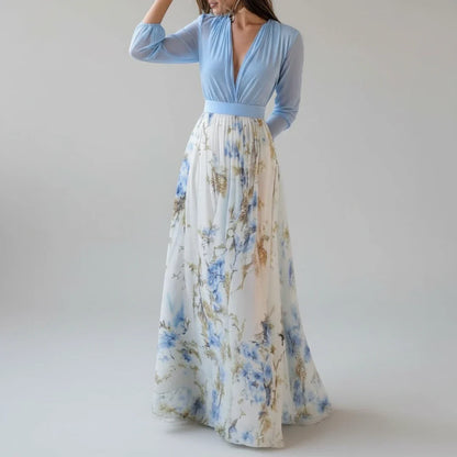 Women's Floral A-Line Maxi Dress - VibreMode