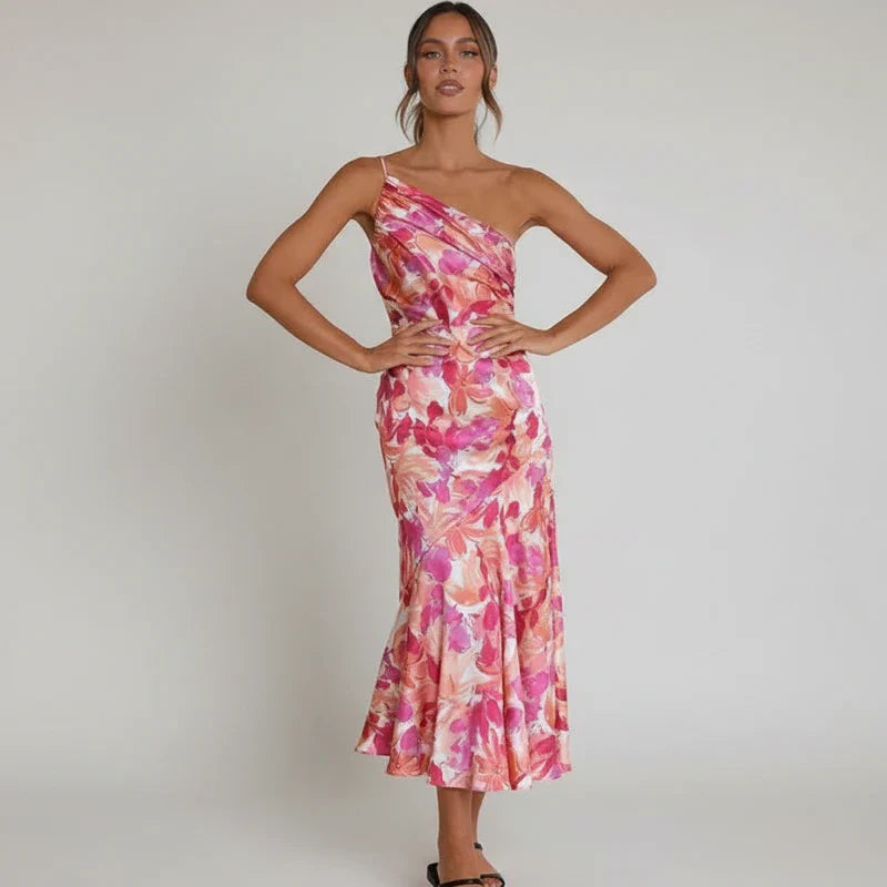 Women's A-Line Midi Dress Floral Print