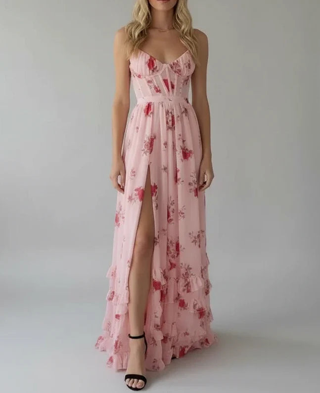 Women's Maxi Dress Floral Spaghetti Strap - VibreMode
