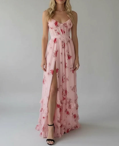 Women's Maxi Dress Floral Spaghetti Strap - VibreMode