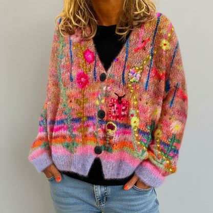 Women's Floral V-Neck Cardigan