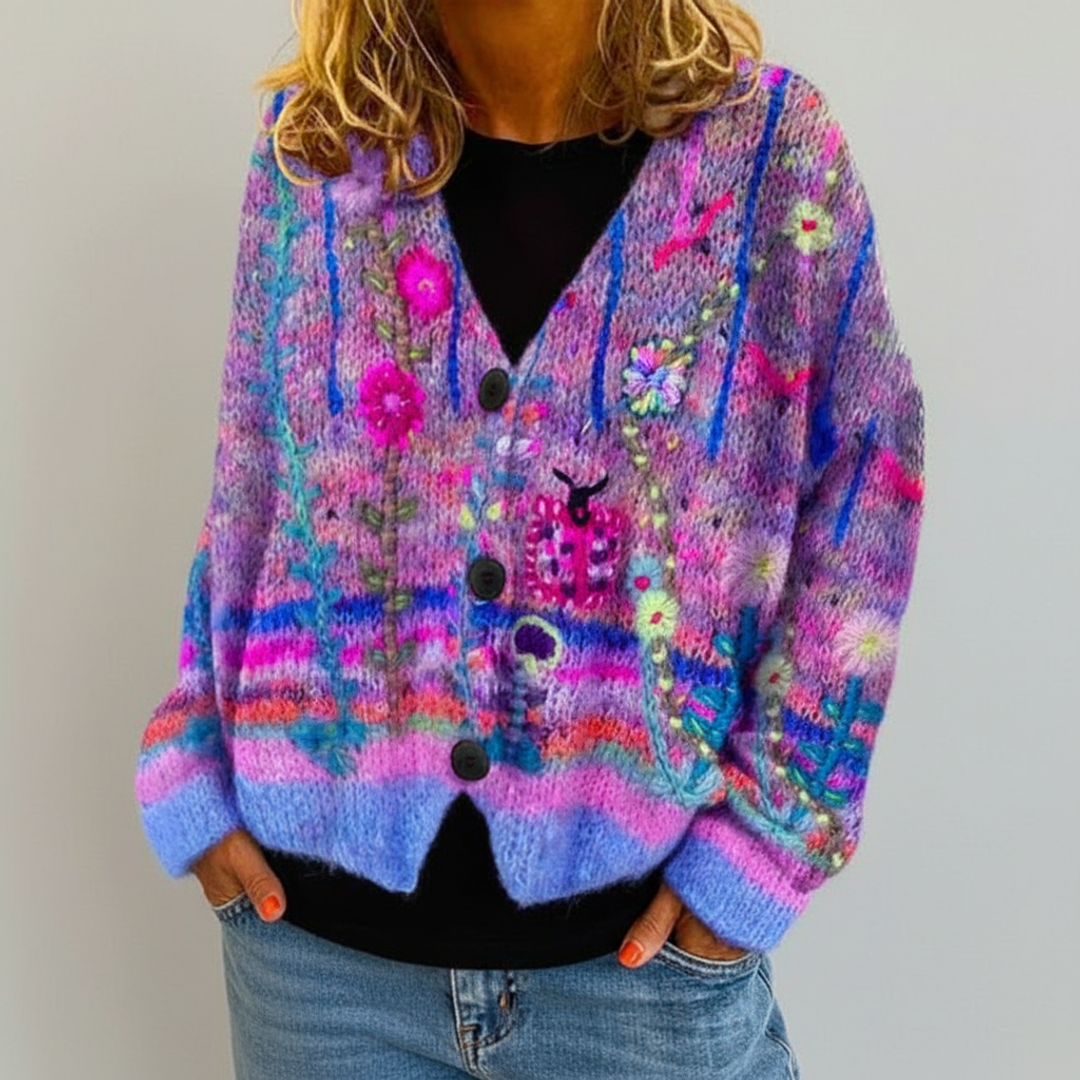 Women's Floral V-Neck Cardigan