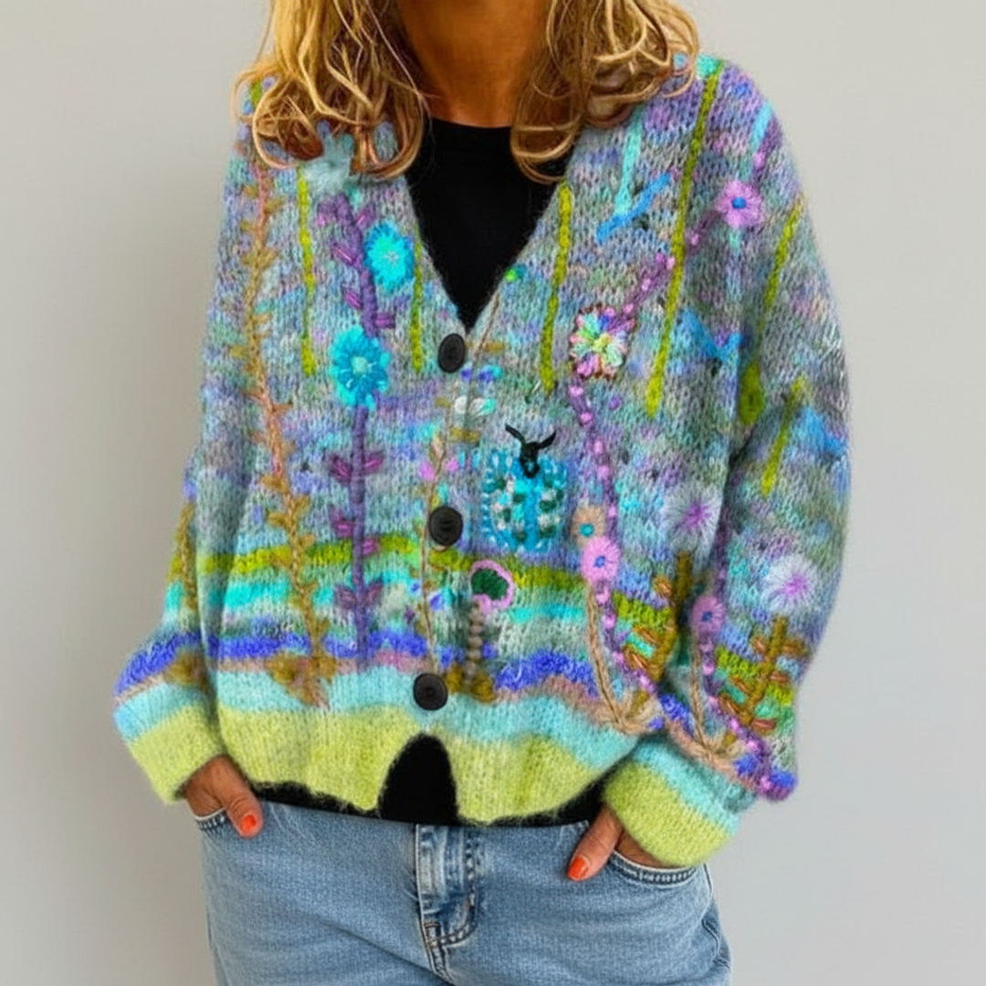 Women's Floral V-Neck Cardigan