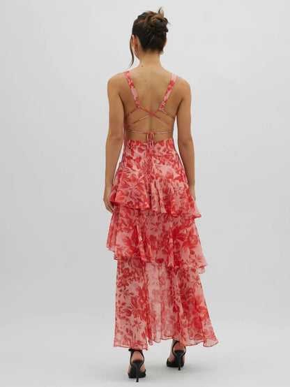 Women's Floral V-Neck Maxi Dress