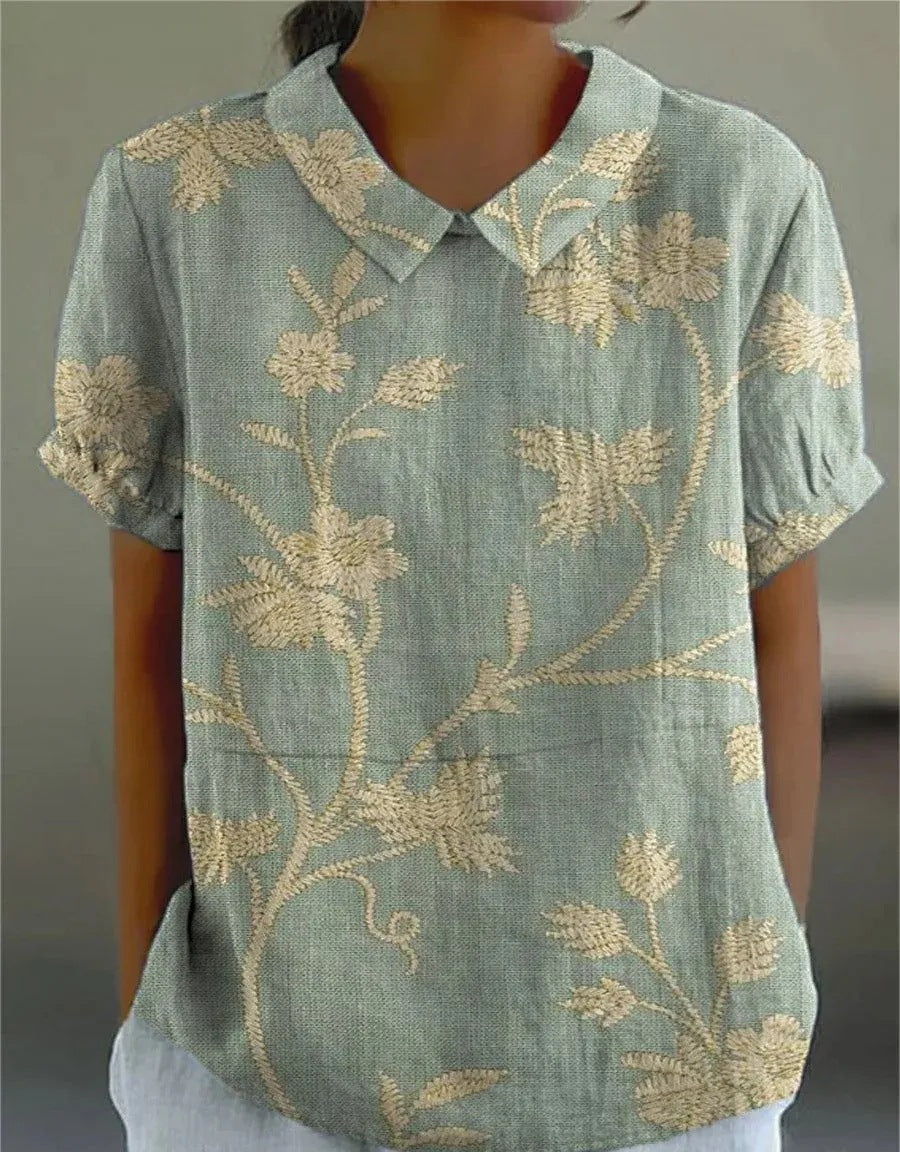 Women's Floral Blouse Vintage Print - VibreMode