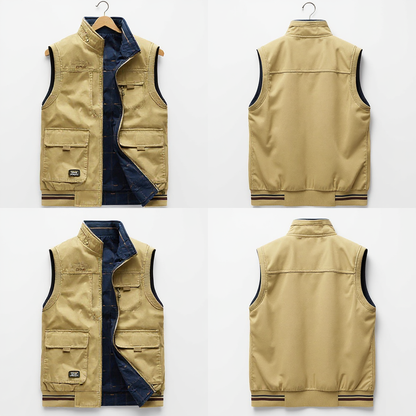 Men's Multi Pocket Vest Zip Front