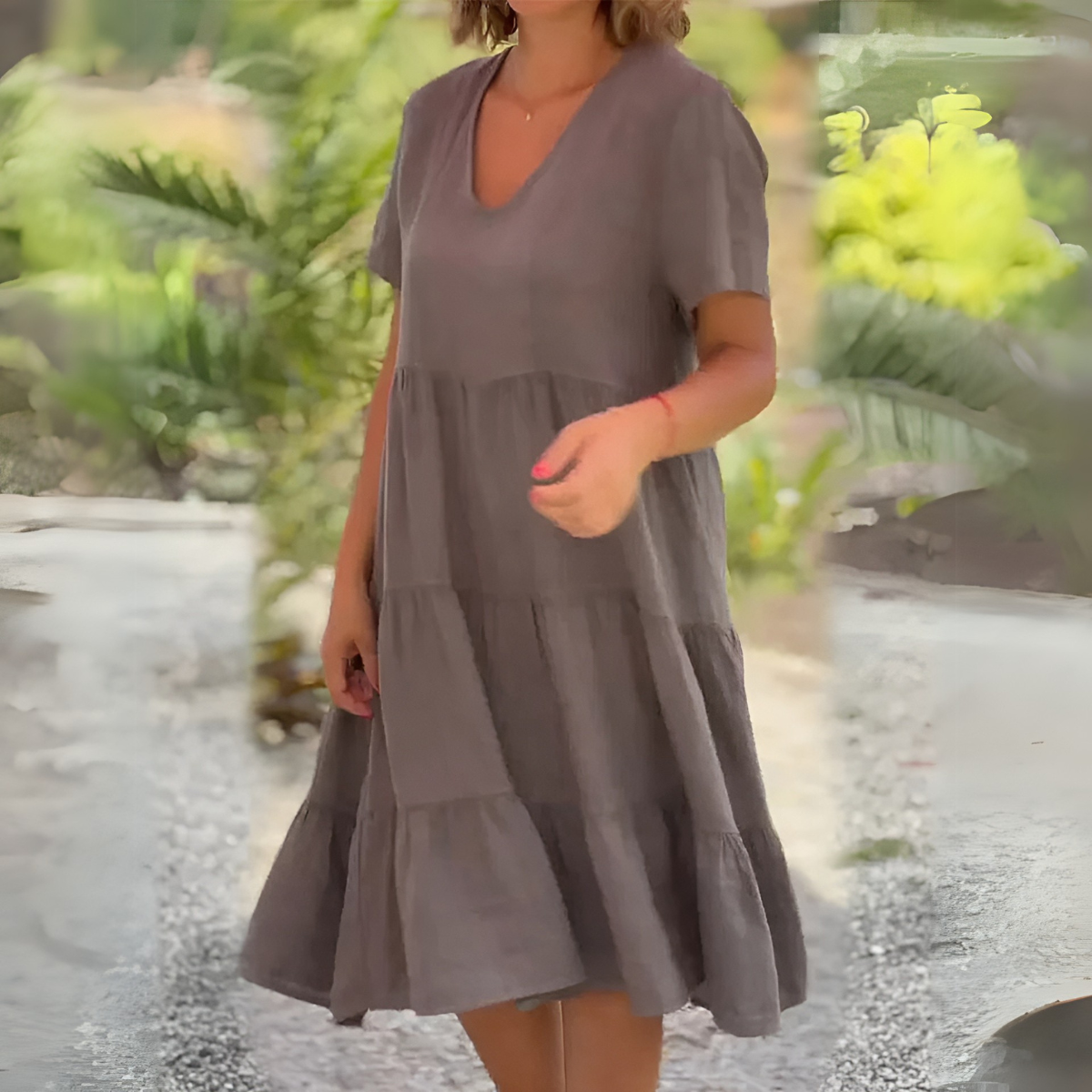 Elegant Women's V Neck Slimming Maxi Dress