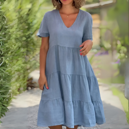 Elegant Women's V Neck Slimming Maxi Dress