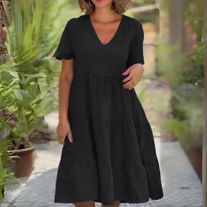 Elegant Women's V Neck Slimming Maxi Dress