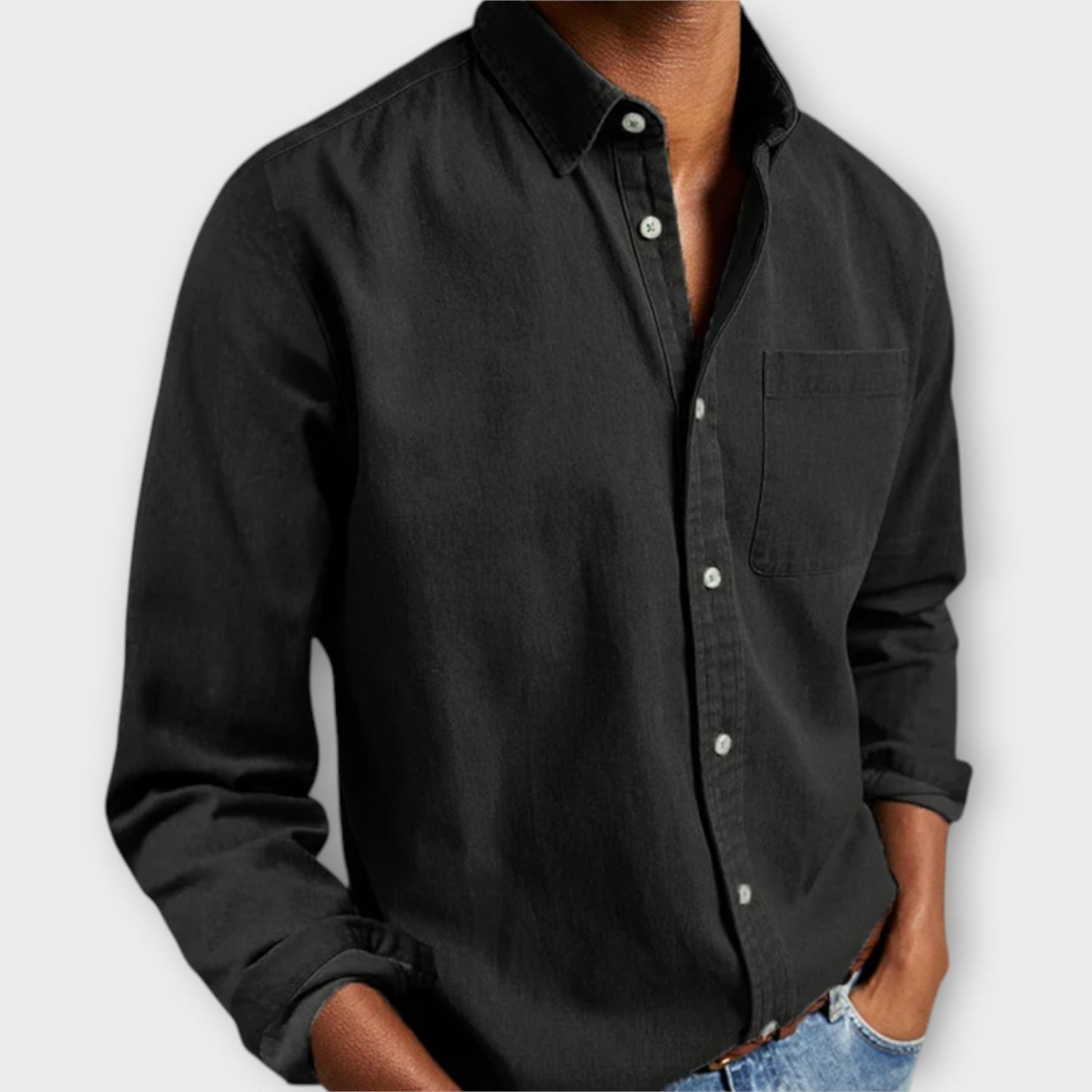 Men's Long Sleeve Collared Shirt Cotton