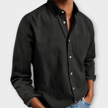 Men's Long Sleeve Collared Shirt Cotton