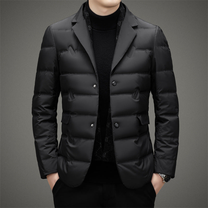 Men's Down Jacket Insulated Winter Coat Black - VibreMode