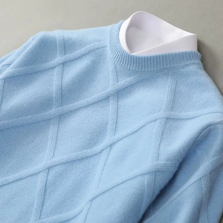 Men's Crew Neck Sweater Diamond Pattern - VibreMode