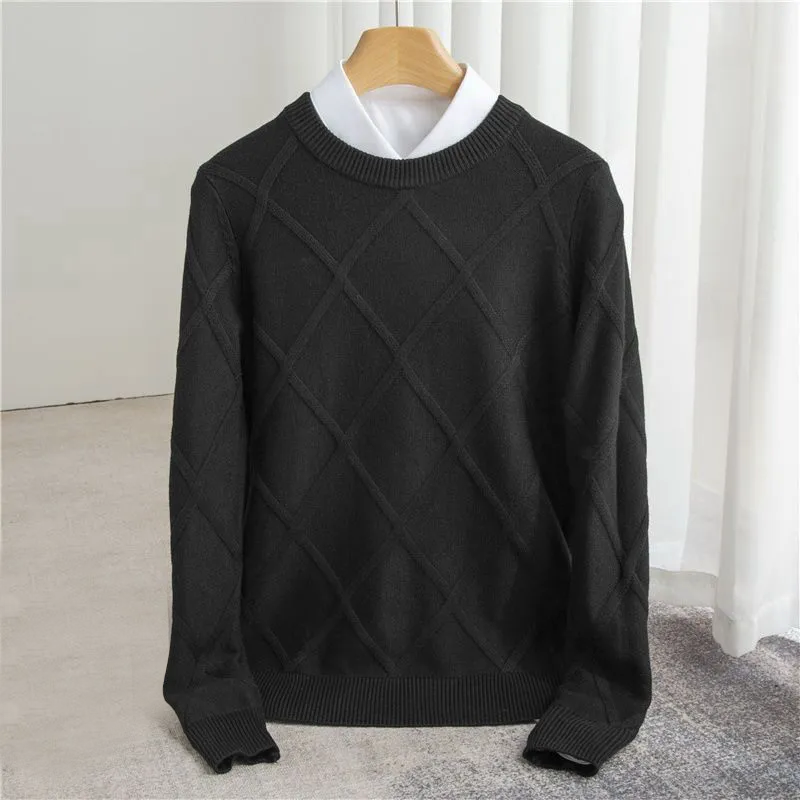 Men's Crew Neck Sweater Diamond Pattern