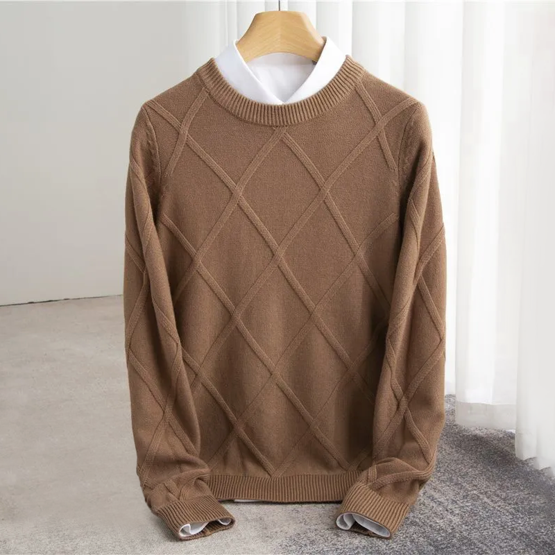 Men's Crew Neck Sweater Diamond Pattern