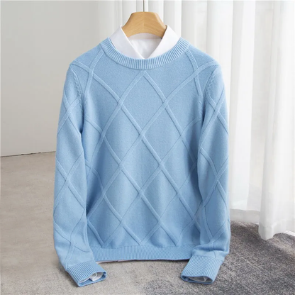 Men's Crew Neck Sweater Diamond Pattern