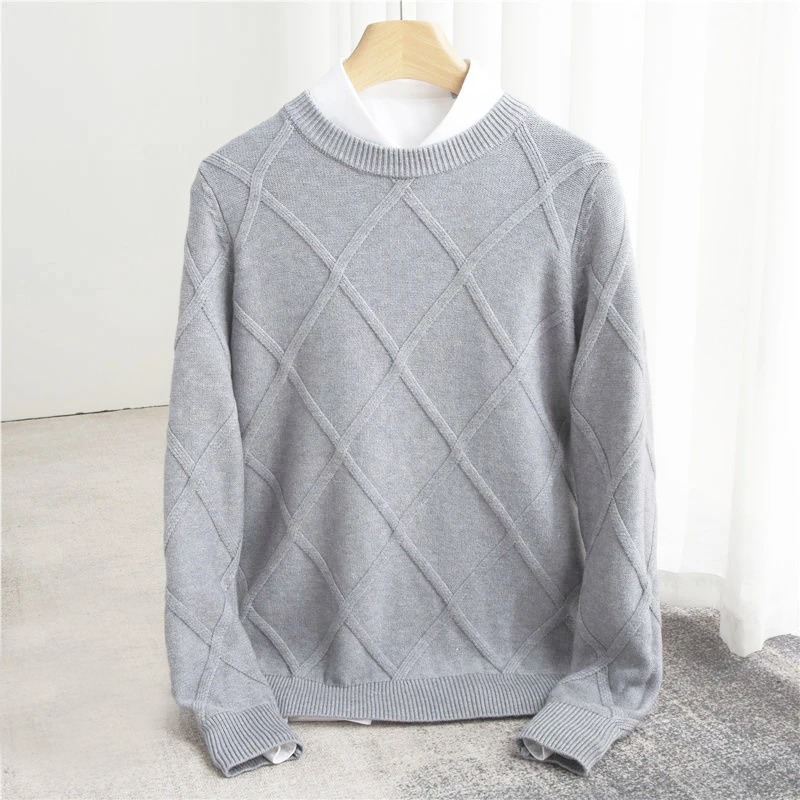 Men's Crew Neck Sweater Diamond Pattern