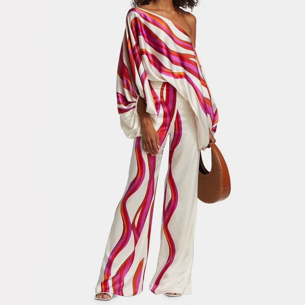 Women's Off Shoulder Satin 2 Piece Set - VibreMode