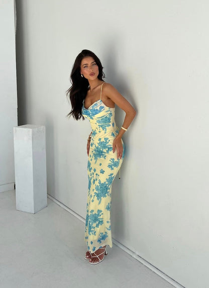 Elegant Ladies Floral Floor Length Party Dress - VibreMode