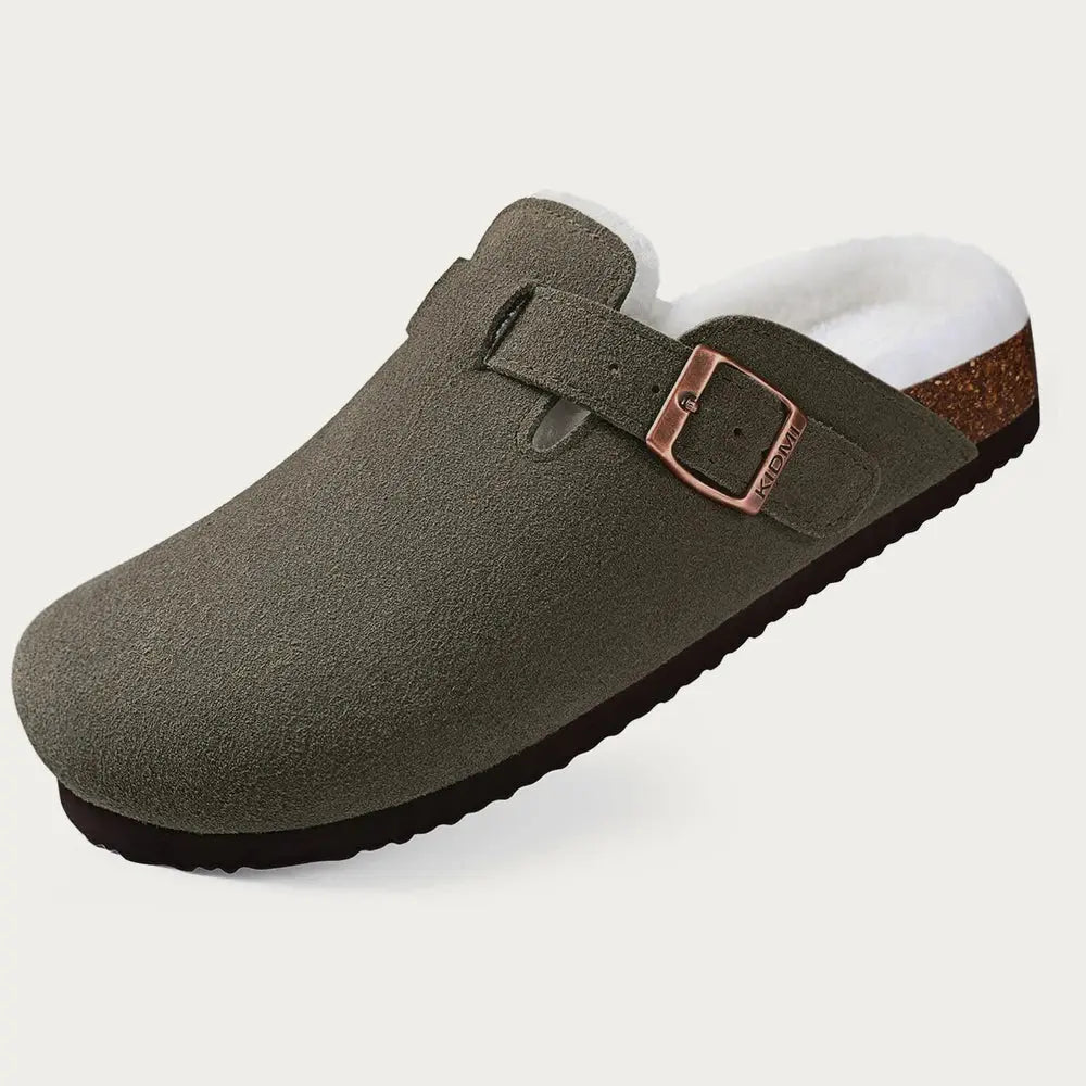 Women's Suede Clogs Fur Lined Adjustable Comfort - VibreMode