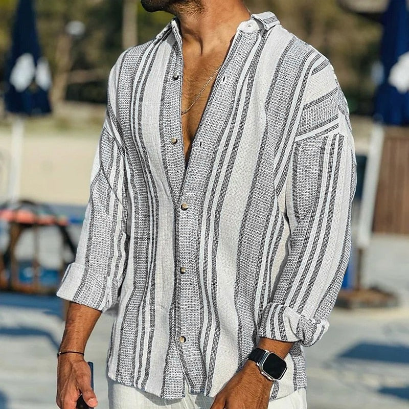 Men's Striped Long Sleeve Shirt
