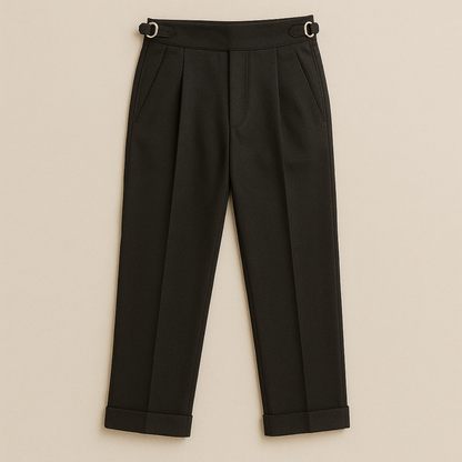 Men's High Waist Wool Blend Pleated Pants