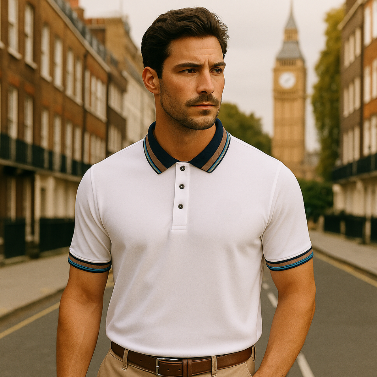 Men's Striped Cotton Polo Shirt