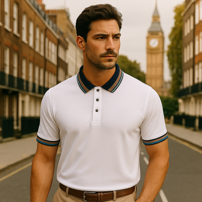Men's Striped Cotton Polo Shirt