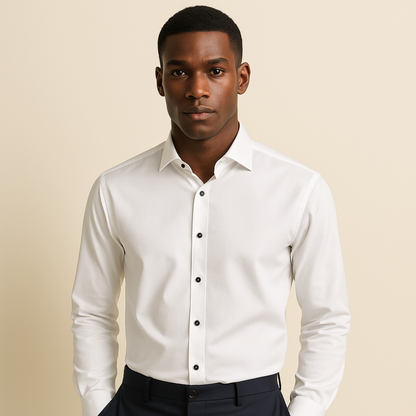 Men's Linen Tailored Shirt Contrast Buttons