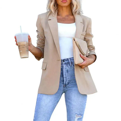 Women's Cotton Blazer Lightweight Beige - VibreMode