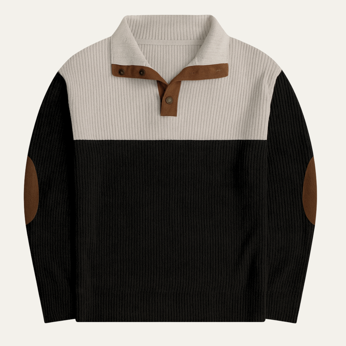 Men's Corduroy Sweater Two Tone Elbow Patches - VibreMode