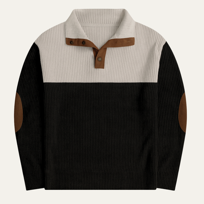Men's Corduroy Sweater Two Tone Elbow Patches - VibreMode