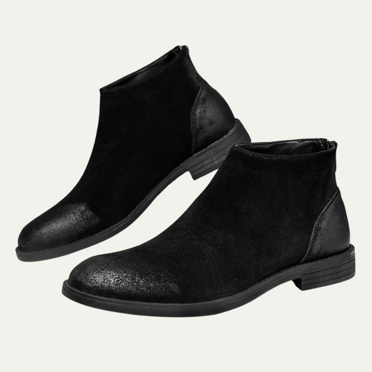 Men's Leather Suede Chelsea Boots Zipper Brown - VibreMode