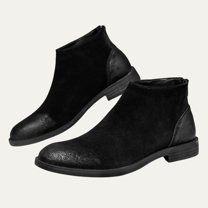 Men's Leather Suede Chelsea Boots Zipper Brown - VibreMode