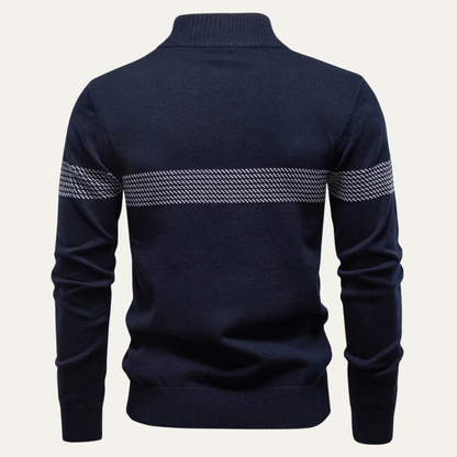 Men's Casual Half Zip Knit Sweater Stand Collar