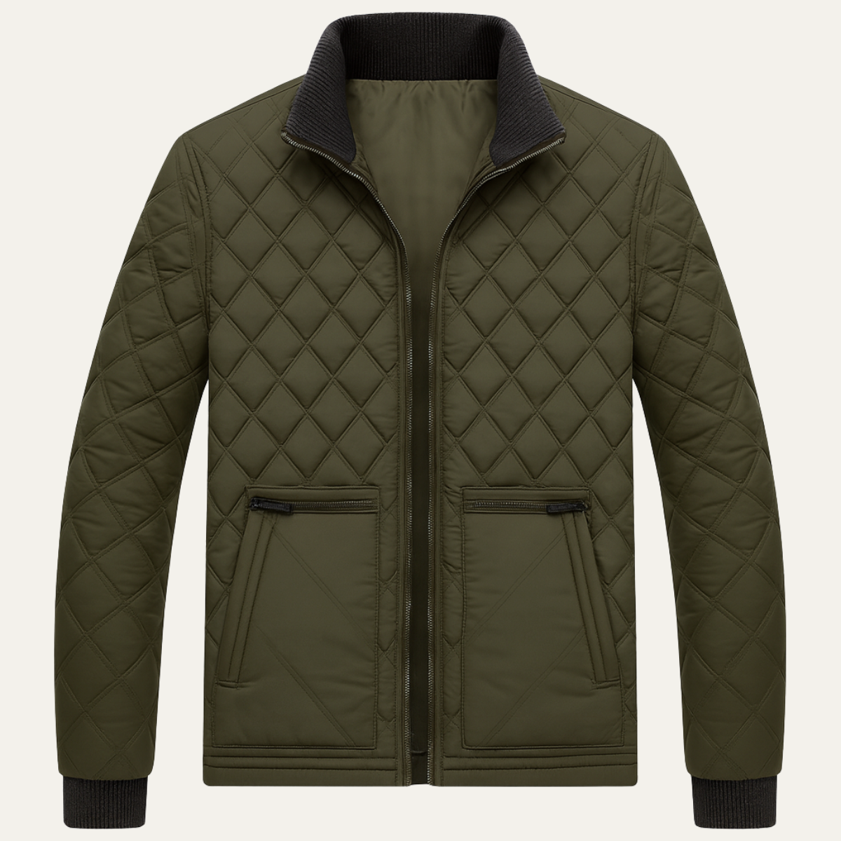 Men's Quilted Puffer Jacket Diamond Pattern - VibreMode